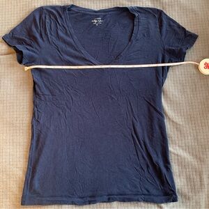 Women's Navy V-Neck T-Shirt J Crew Size M Vintage Cotton